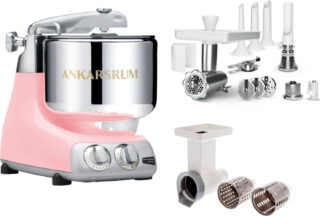 Ankarsrum Assistent Original AKM6230 Cloudy Pink + täydellinen lihamylly + vihannesleikkuri