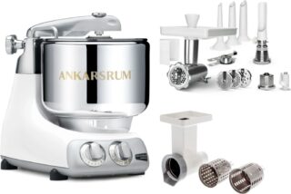 Ankarsrum Assistent yleiskone, suuri tarvikepaketti, mineral white