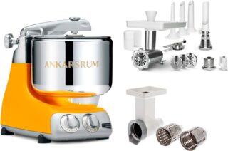 Ankarsrum Assistent yleiskone, suuri tarvikepaketti, sunbeam yellow