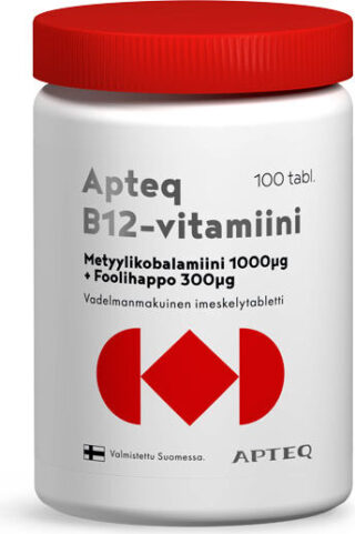 Apteq B12 metyylikobalamiini 1000 mikrog 100 tabl