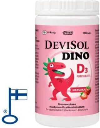 Devisol DeviSol Dino Mansikka 10 mcg – D-vitamiini lapsille 100 purutabl
