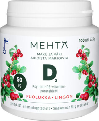 Mehtä D-vitamiini 50 mikrog Puolukka 100 tabl