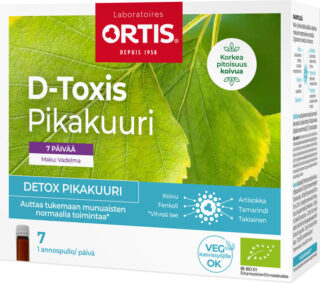 Methoddraine D-Toxis Detox Pikakuuri Vadelma 7×15 ml Luomu