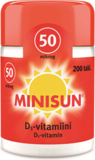 Minisun D-Vitamiini 50 mikrog Purutabletti 200 kpl