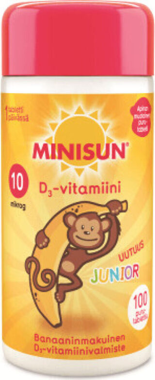 Minisun D-Vitamiini lapselle Junior Apina 10 mcg 100 tabl
