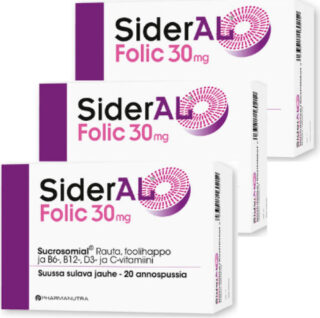 Sideral SiderAL Folic rauta kampanjapakkaus 3×20 pss 30 mg