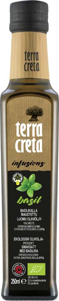 Terra Creta Bio Infusion basilikalla maustettu Ekstra-neitsytoliiviöljy, luomu 250 ml