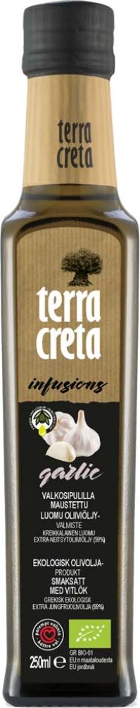 Terra Creta Bio Infusion valkosipulilla maustettu Ekstra-neitsytoliiviöljy, luomu 250 ml